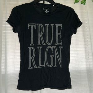 Black, RhineStone Design, True Religion, Short Sleeve Shirt, Size XS